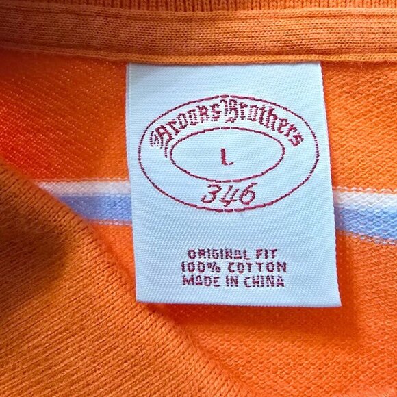 Brooks Brothers 346 Orange Striped Original Fit Polo Shirt Sz L - Picture 8 of 10